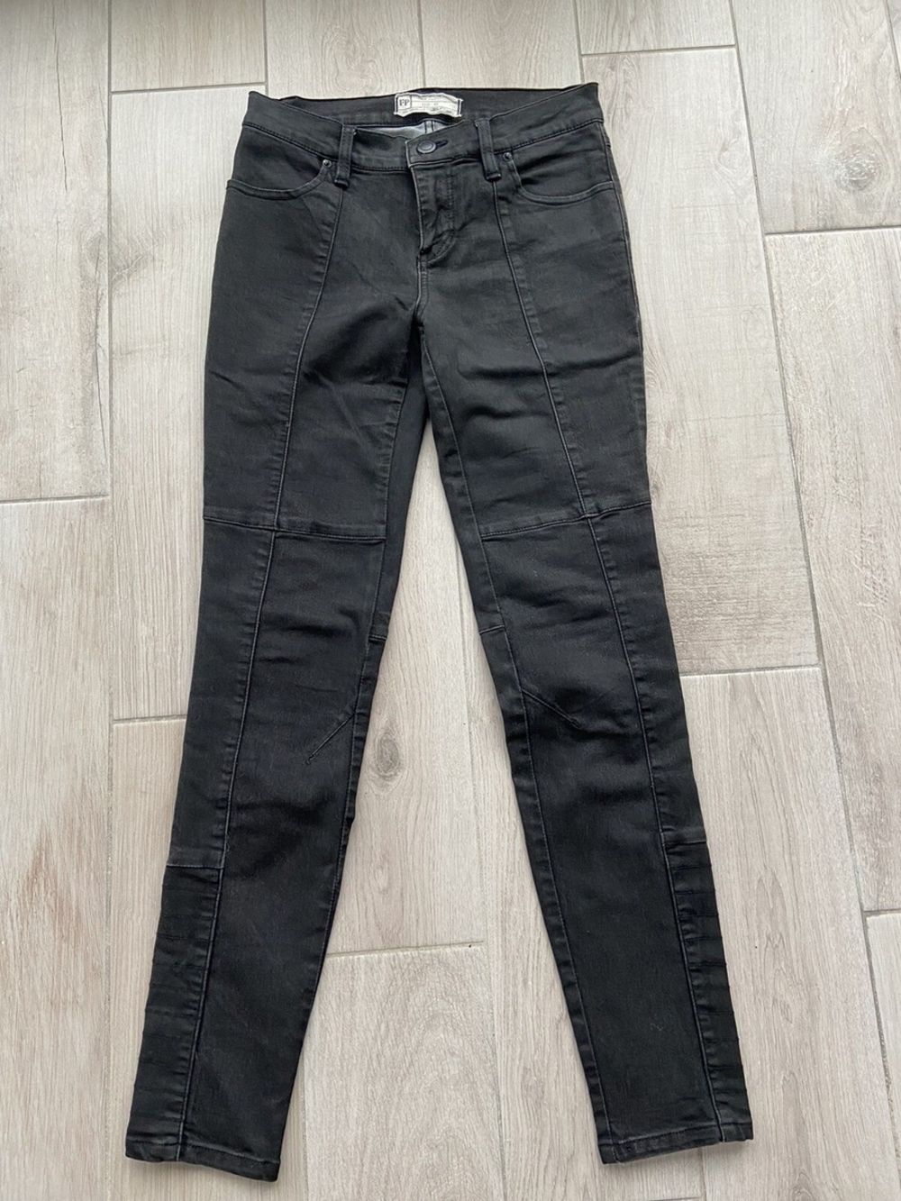 Free People Black Denim Jeans with Interior Contrast
